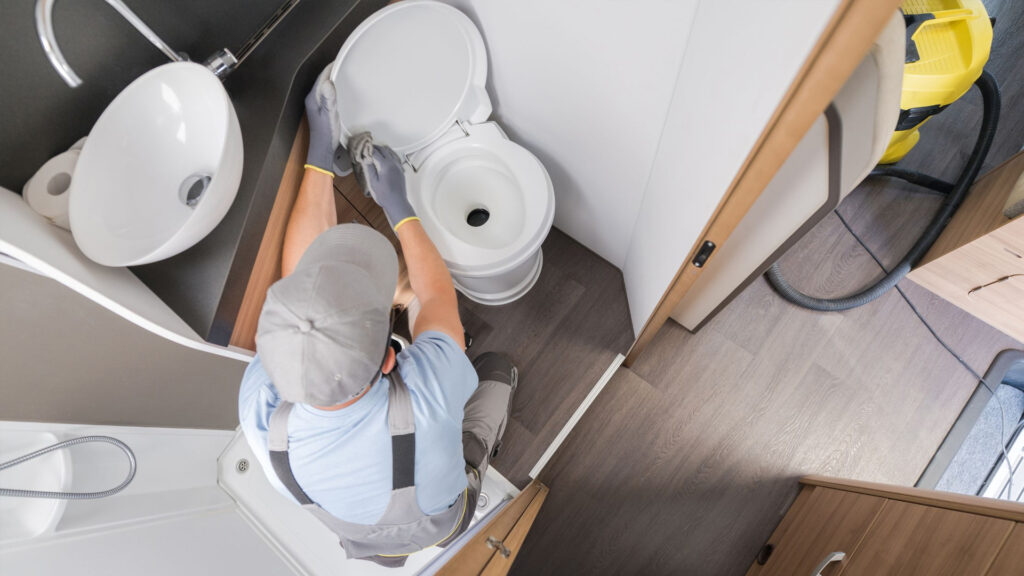 how does a camper toilet work